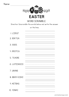 easter worksheets word scramble for kids