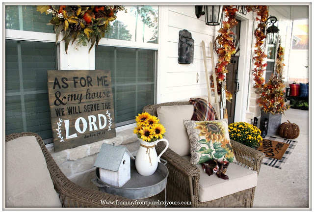 Fall- Front -Porch-Farmhouse-Cottage Style-Sunflowers-From My Front Porch To Yours