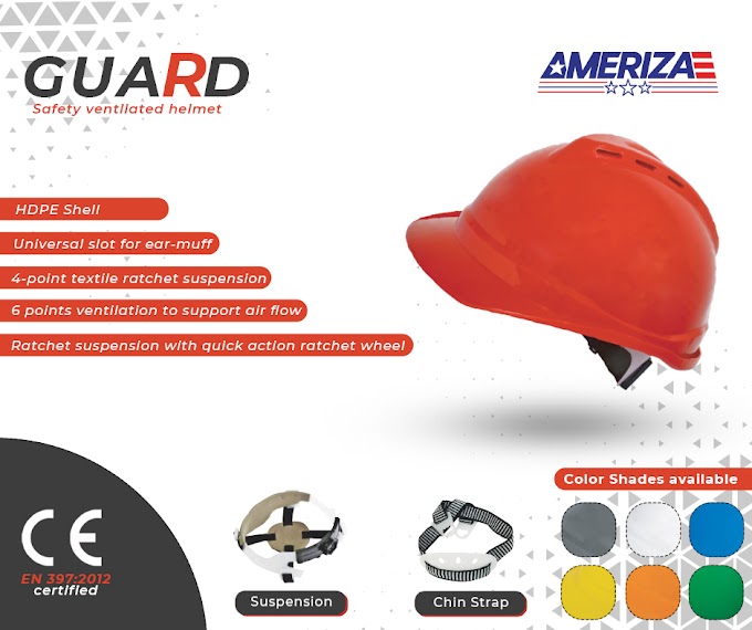 Ameriza Guard – Safety Ventilated Helmet with Textile Ratchet Suspension | HDPE Material | #Ameriza #Guard #Safety #Ventilated #Helmet To Place Order, Contact Us: Shabbir Burhani +971558813452 Or Email us: s.burhani@sams-solutions.com https://youtu.be/AQh9IChzy4Q
