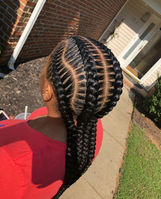 chunky stitch braids styles Ponytail For African American Women