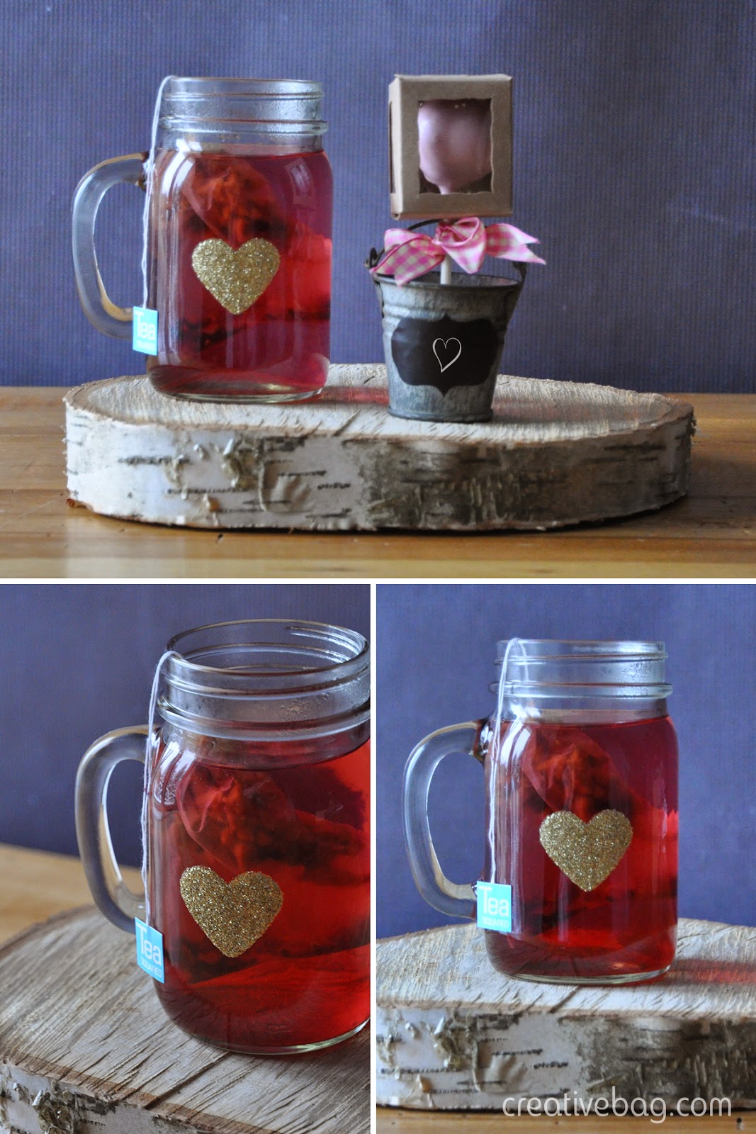 diy for valentine's day - add glitter hearts to mason jar mugs ... dishwasher safe after 28 days | Creative Bag