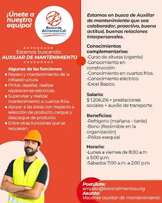 📂 Empleo en Cali Hoy - Empleo como Auxiliar de Mantenimiento 💼 | 2023