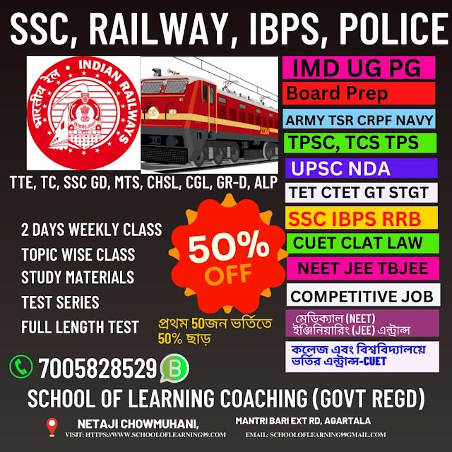 RAILWAY JOB COACHING Centre in Agartala, Tripura 2024_2025