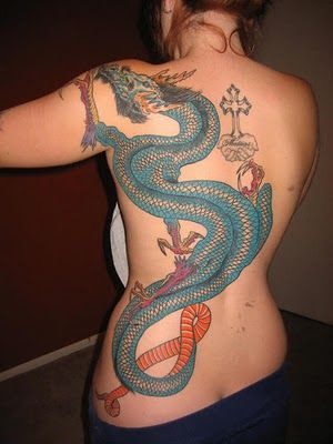 Dragon tattoo on fullback body