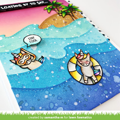 Summer Beach Party Card by Samantha Mann, Distress Inks, Ink Blending, Heat Embossing, Card Making, Lawn Fawn, Lawn Fawnatics, Die Cutting, #lawnfawn #lawnfawnatics #cardmaking #handmadecards #distressinks #inkblending #summer #beach