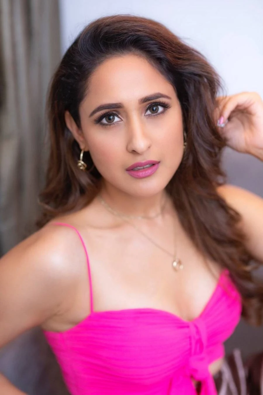 South Indian Girl Pragya Jaiswal Photoshoot In Hot Pink Top