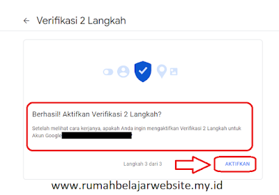 Berhasil! Aktifkan Verifikasi 2 Langkah