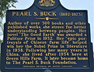 Pearl S. Buck (1892-1973). Author of over 300 books and other published works, she strove for better understanding between peoples. Her novel "The Good Earth" was awarded a Pulitzer Prize in 1932. Her "epic portrayals of Chinese farm life" helped win her the Nobel Prize in literature in 1938. Following her many years in China, she lived after 1934 here at Green Hills Farm. It later became home to The Pearl S. Buck Foundation.