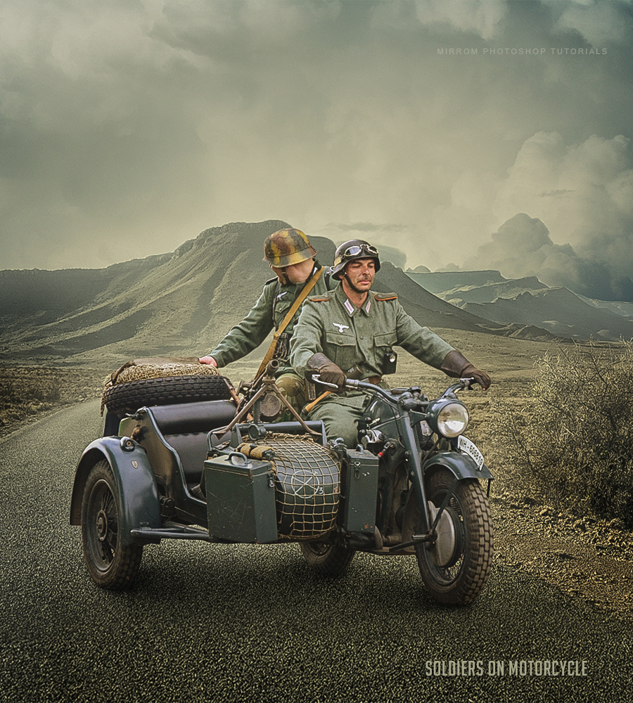 Create This Soldiers on Motorcycle Photo Manipulation Concept In Photoshop