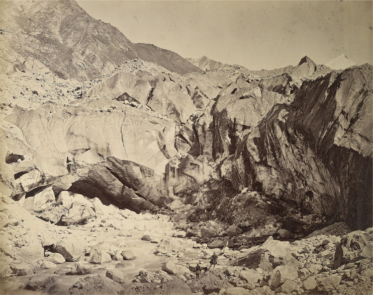 Gomukh, Origin of Bhagirathi River and Terminus of Gangotri Glacier In Himalayas - 1860's