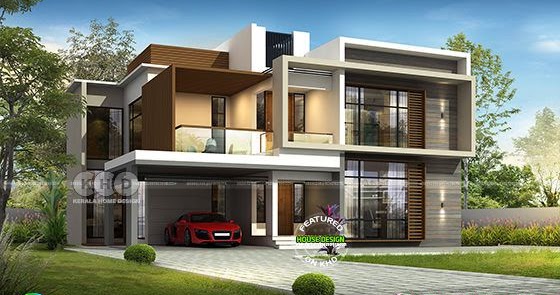 2801 sq ft 4 bedroom house plan in modern style Kerala 