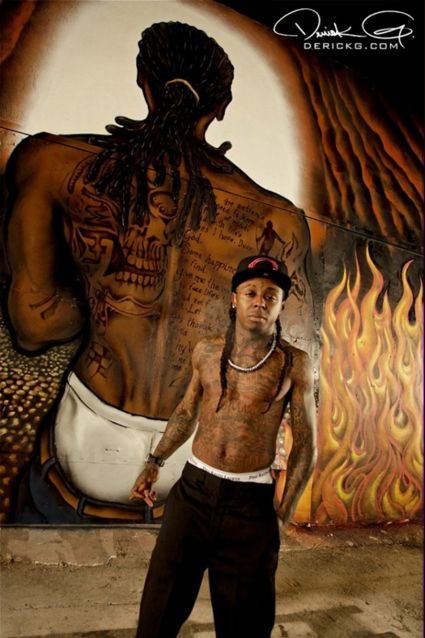 Foto do Lil Wayne na gravação do clipe Welcome to My Hood