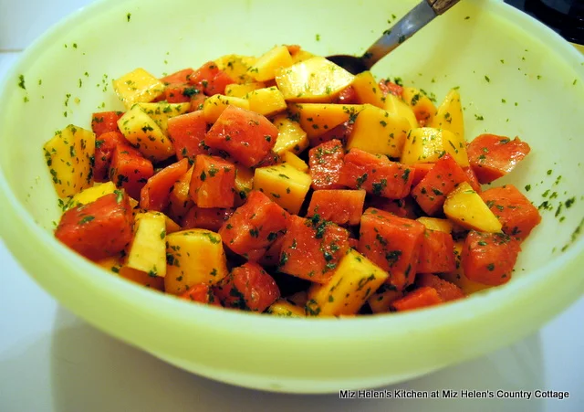 Melon Salad with Basil Dressing at Miz Helen's Country Cottage