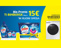 Promozione 100% rimborsati con Bio Presto 2022 : fino a 15€ in buoni spesa e vinci Lavasciuga Samsung