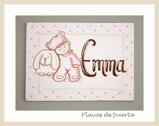 placa de puerta infantil bebé con conejito tablilla babydelicatessen