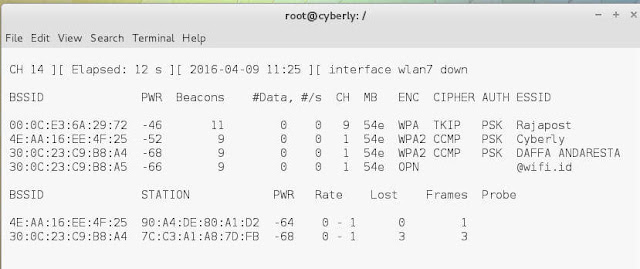 Gambaran hasil perintah airudomp-ng wlan7, dan kini mode monitoring sukses di aktifkan_putrighaly.blogspot.com