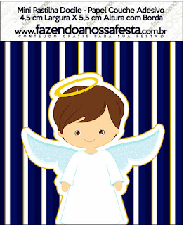 Brunette Angel Boy: First Communion Free Printable Candy Bar Labels.