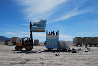 Milktropolis Mutant Vehicle under Construction at Burning Man