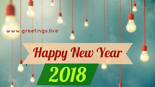 Modern greeting live 2018 electrical bulbs hanging concept 