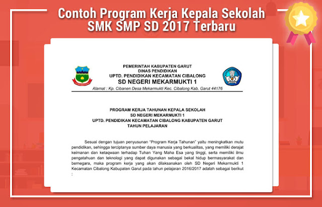 Contoh Program Kerja Kepala Sekolah SMK SMP SD 2017 Terbaru