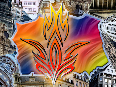 City in Flame Tribal Art Wallpaper 1024 x 768 pixels  free-cell-phone-wallpaper.blogspot.com