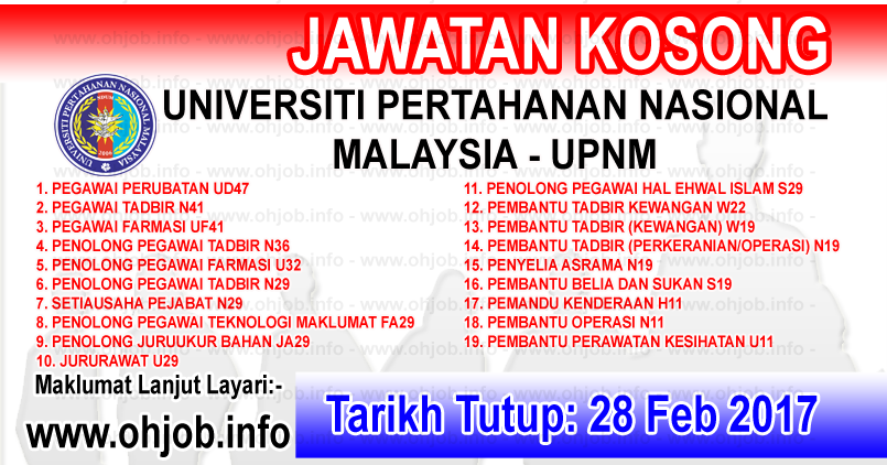Jawatan Kosong UPNM - Universiti Pertahanan Nasional 
