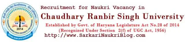 Sarkari Naukri Vacancy CRSU Jind Haryana
