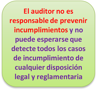 NIA 250El auditor no es responsable de prevenir incumplimientos y no puede esperarse que detecte todos los casos de incumplimiento de cualquier disposición legal y reglamentaria