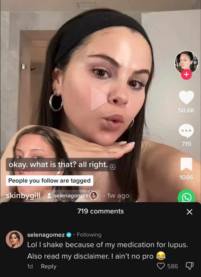 In a recent TikTok video, Selena Gomez explains why her hands shake
