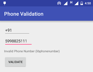 Validate Phone Number in Android using libphonenumber 