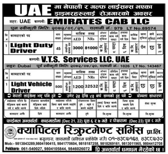 Jobs in UAE for Nepali, Salary Up to Rs 81,000
