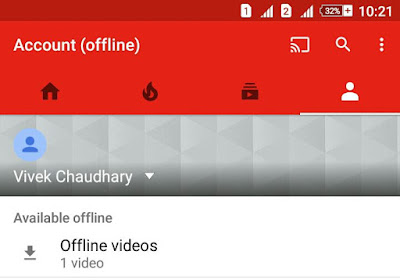 YouTube account tab