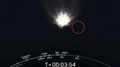 Multiple UFOs flying past the SpaceX rocket launch April 2023.