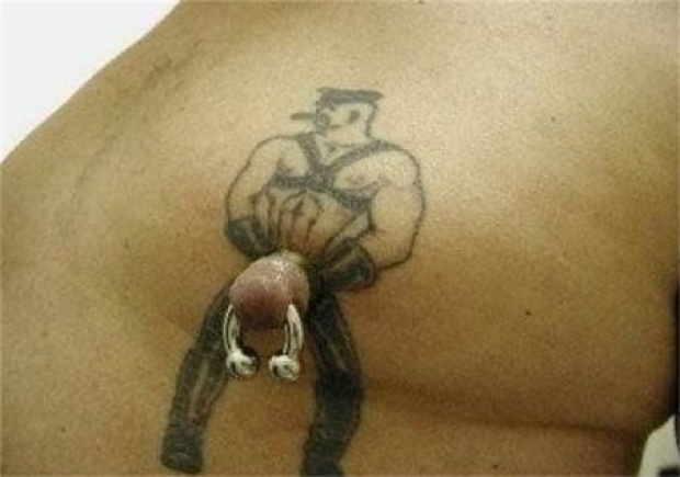 Nipple Tattoo (stick on) larger image. Weird, Unusual Male Tattoos