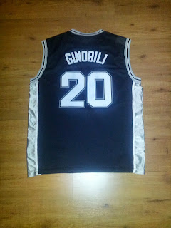 Manu Ginobili San Antonio Spurs Black Jersey Canotta Camiseta Back
