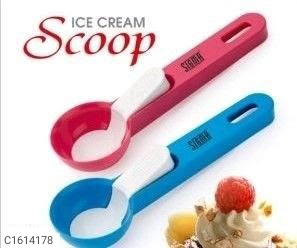 *Catalog Name:* Plastic Kitchen Ice Cream Scoop Fruit Spoon ( Pack of 1 & 2 )  *Details:* Product Description:  Plastic Kitchen Ice Cream Scoop Fruit Spoon Cooking Tools New Package Contains: It has 1 Piece of Ice Cream Scoop & 2 Piece of Ice Cream Scoop Material: Plastic  Product  Dimensions (L x B x H in cm): 15.6 x 5.6 x 3.8 cm   NOTE: -Color As per stock availability  -Please allow 1-3 cm error due to manual measurement. please make sure you do not mind before you bid. -The colors may be Slightly different  due to difference in Mobile display. Designs: 4  💥 *FREE Shipping*  💥 *FREE COD*  💥 *FREE Return & 100% Refund*  🚚 *Delivery*: Within 7 days