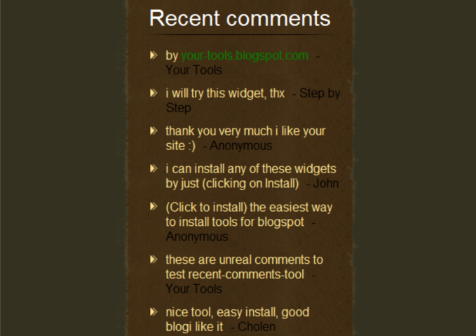 Recent comments widget - for blogger