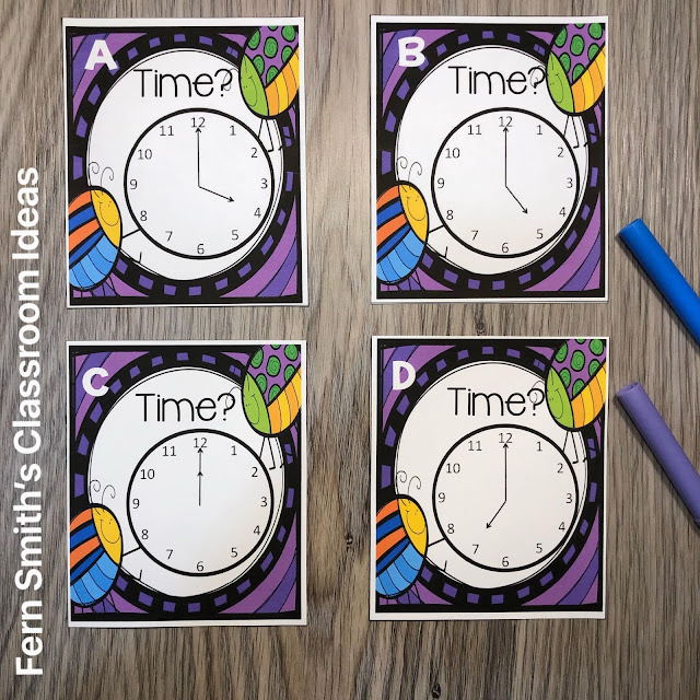 Click Here to Grab These Spring Cute Bugs Telling Time Task Cards Bundle For Your Classroom Today!