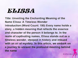 meaning of the name "ELISSA"