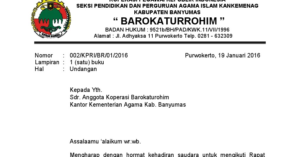 Contoh Surat Undangan Rat Untuk Dinas Koperasi