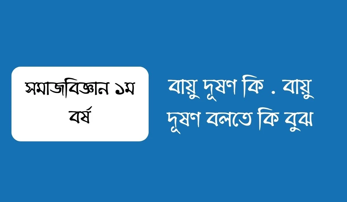 বায়ু দূষণ কি  বায়ু দূষণ বলতে কি বুঝ