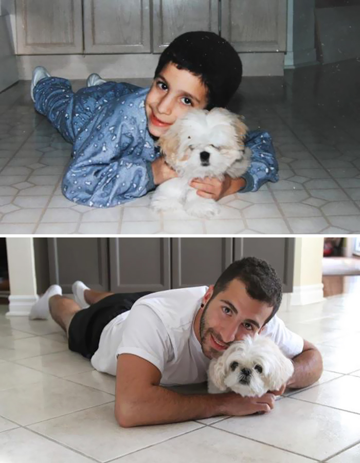 30 Heart-Warming Photos Of Dogs Growing Up Together With Their Owners - True Love, 13 Years Later