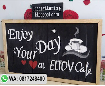 hiasan cafe resto, jasa desain cafe, jasa hand lettering, jasa lettering dinding, pemesanan desain, Pesanan  papan Lettering hiasan dinding untuk Eltov cafe di Jakarta