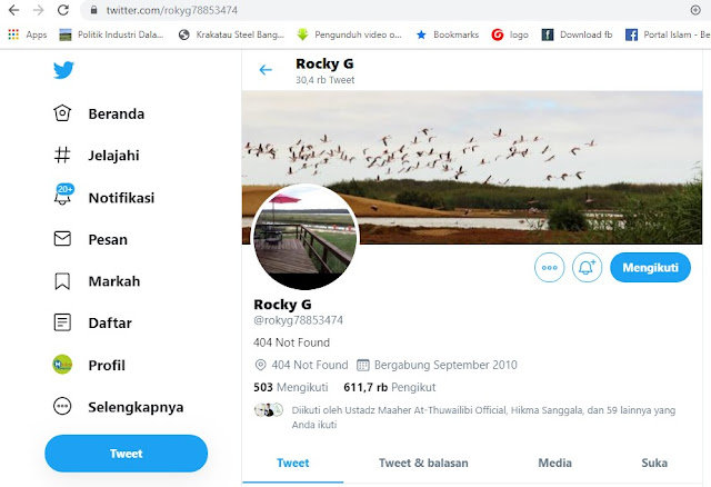 Twitter Rocky Gerung di hack