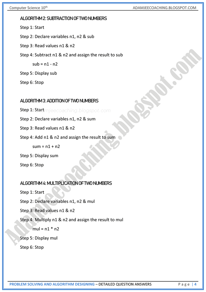 problem-solving-and-algorithm-designing-detailed-question-answers-computer-science-10th