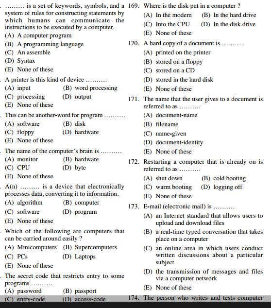 Question Paper For Clerk, PO And SO | SBI Sample Model Question Paper ...