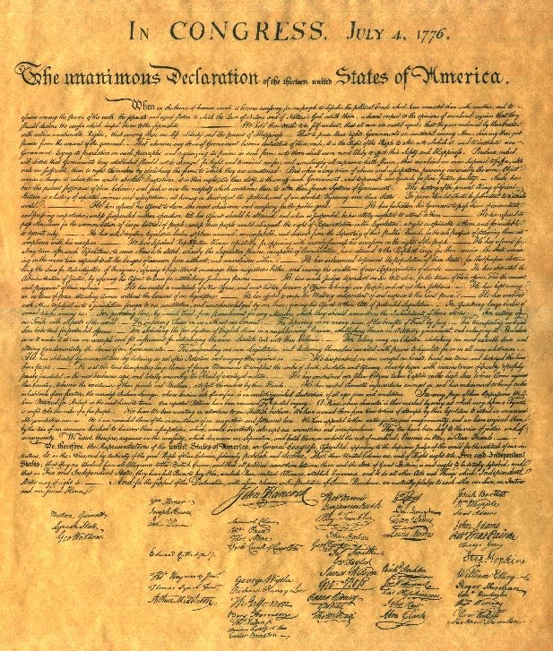 declaration of independence scroll. for a position that I