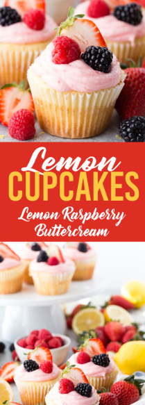 Lemon Cupcakes with Lemon Raspberry Buttercream