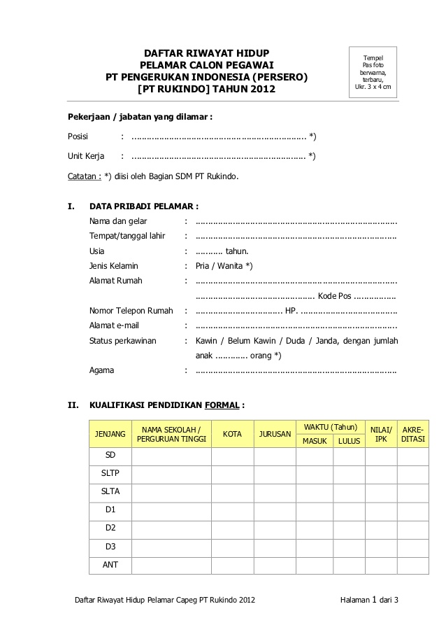 18 Format Daftar Riwayat Hidup - ben jobs