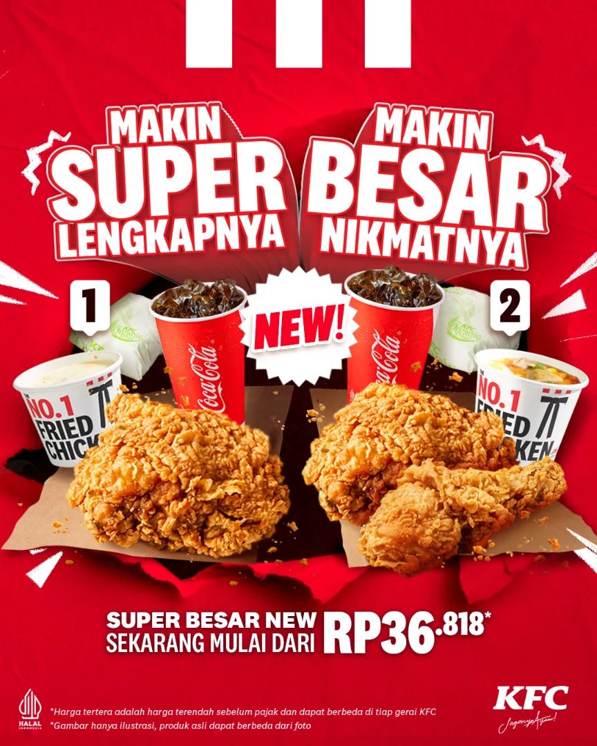 Promo KFC SUPER BESAR NEW Mulai dari Rp. 36RIBUAN